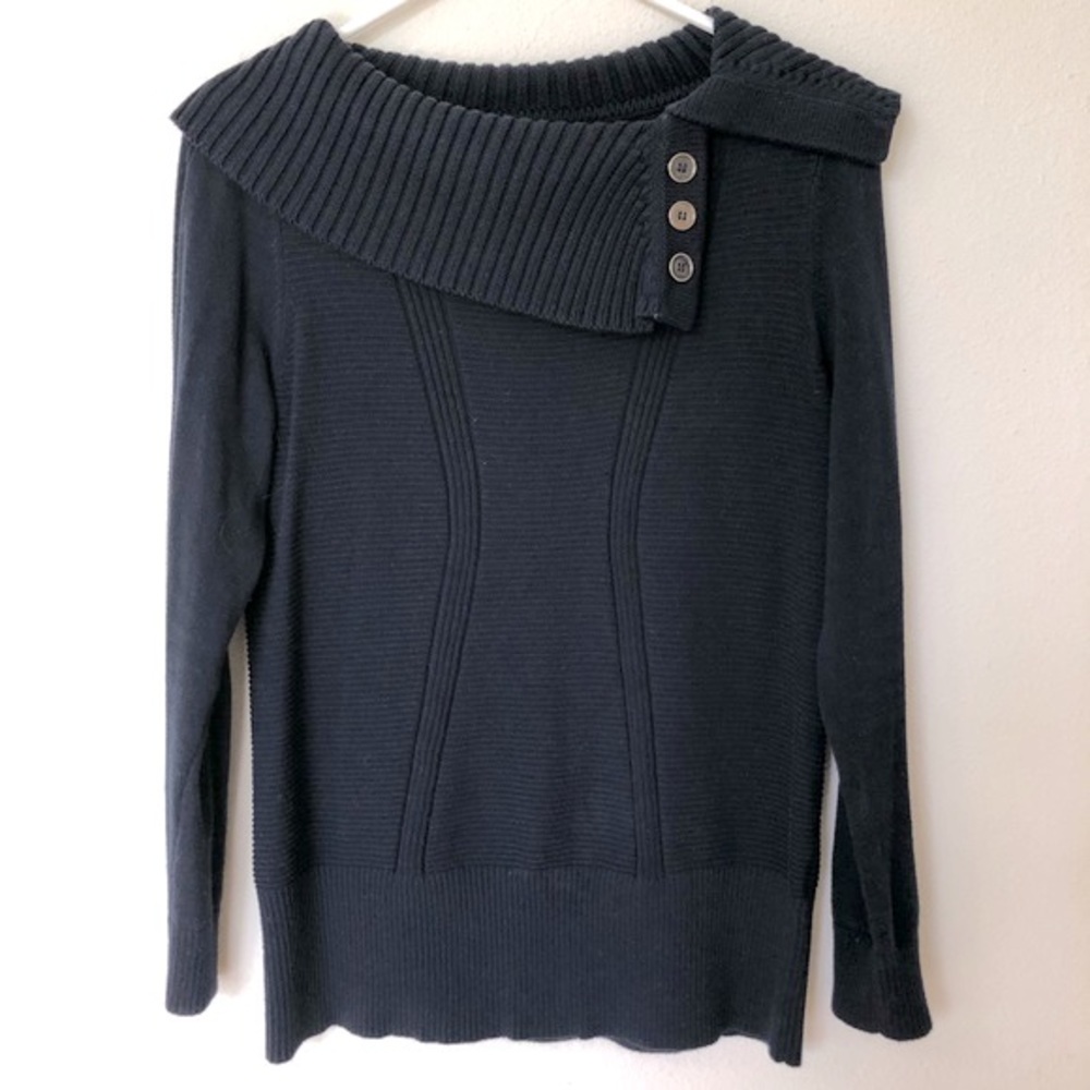 GNW Navy Cowl Neck Knit Sweater